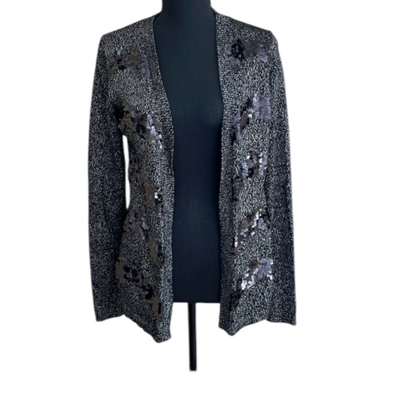🆕 Dana Buchman Women’s Cardigan Sweater Size Small Black Sequins - Picture 1 of 8
